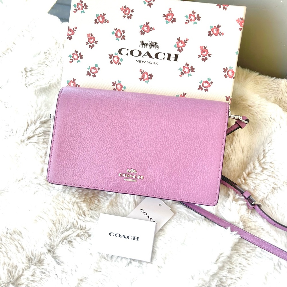 NWT COACH Foldover Clutch Crossbody violet orchid